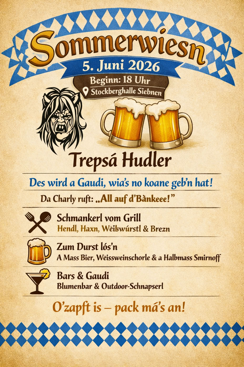 Flyer Sommerwiesn Trepsä Hudler 2026